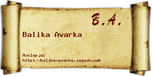 Balika Avarka névjegykártya